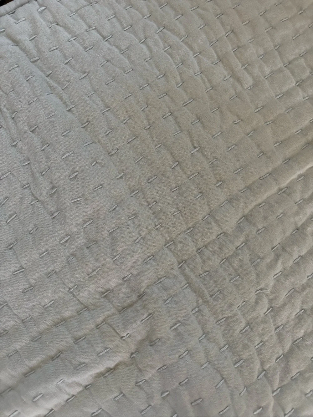 Pottery Barn Pick~Stitch Quilted Standard Sham Set Signature Tie Closure Linen